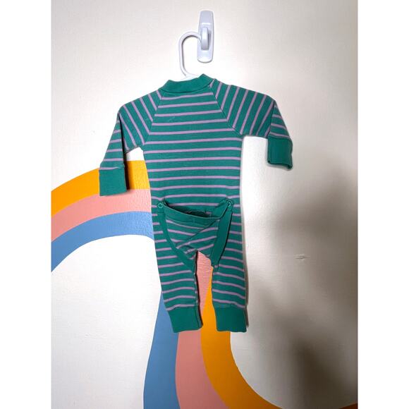 Vtg 90s 90s Original Long Johns 3M Striped Sleeper Pajama Sleepsuit Baby - Picture 2 of 6